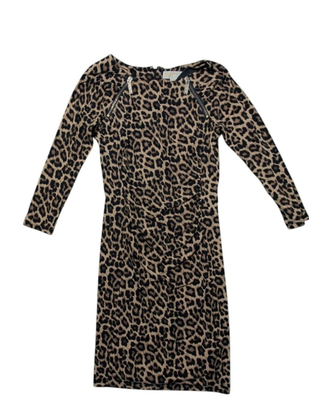 MICHAEL Michael Kors Womens XS Leopard Print Long Sleeve Maxi Dress Cutout